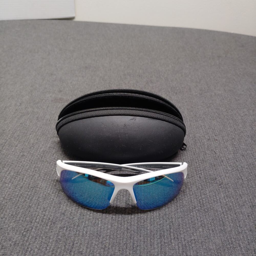 Ironman Foster Grant SR1221 White Sport Sunglasses Blue Mirrored Wrap With Case